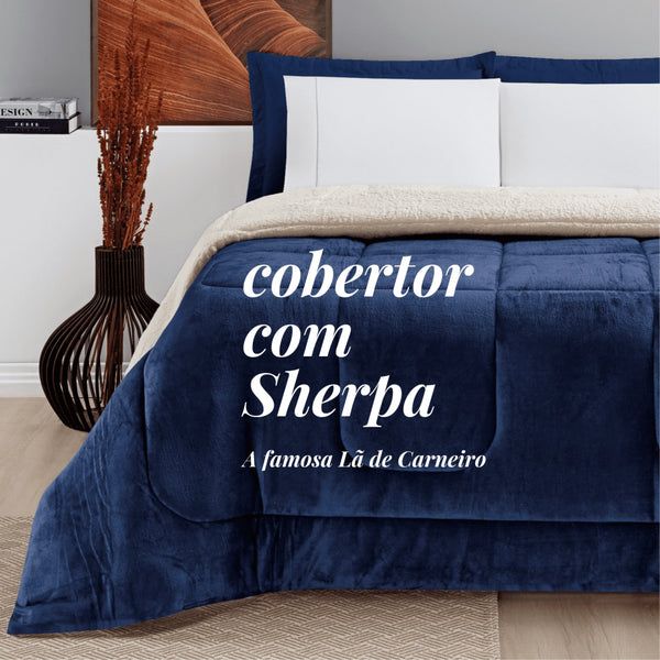 Cobertor Casal Queen Manta Cobertas Com Sherpa Macio Grosso Varias Cores Coberdrom 2,40 x 2,20 Metros