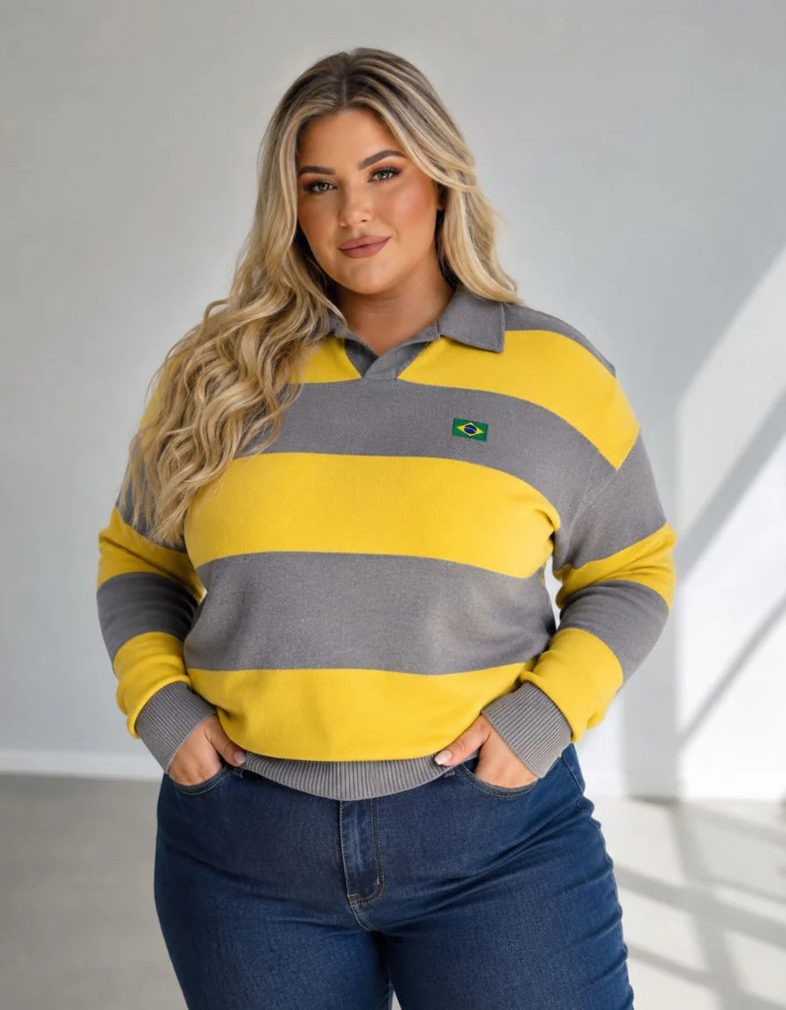 Blusa Polo Listrada Brasil