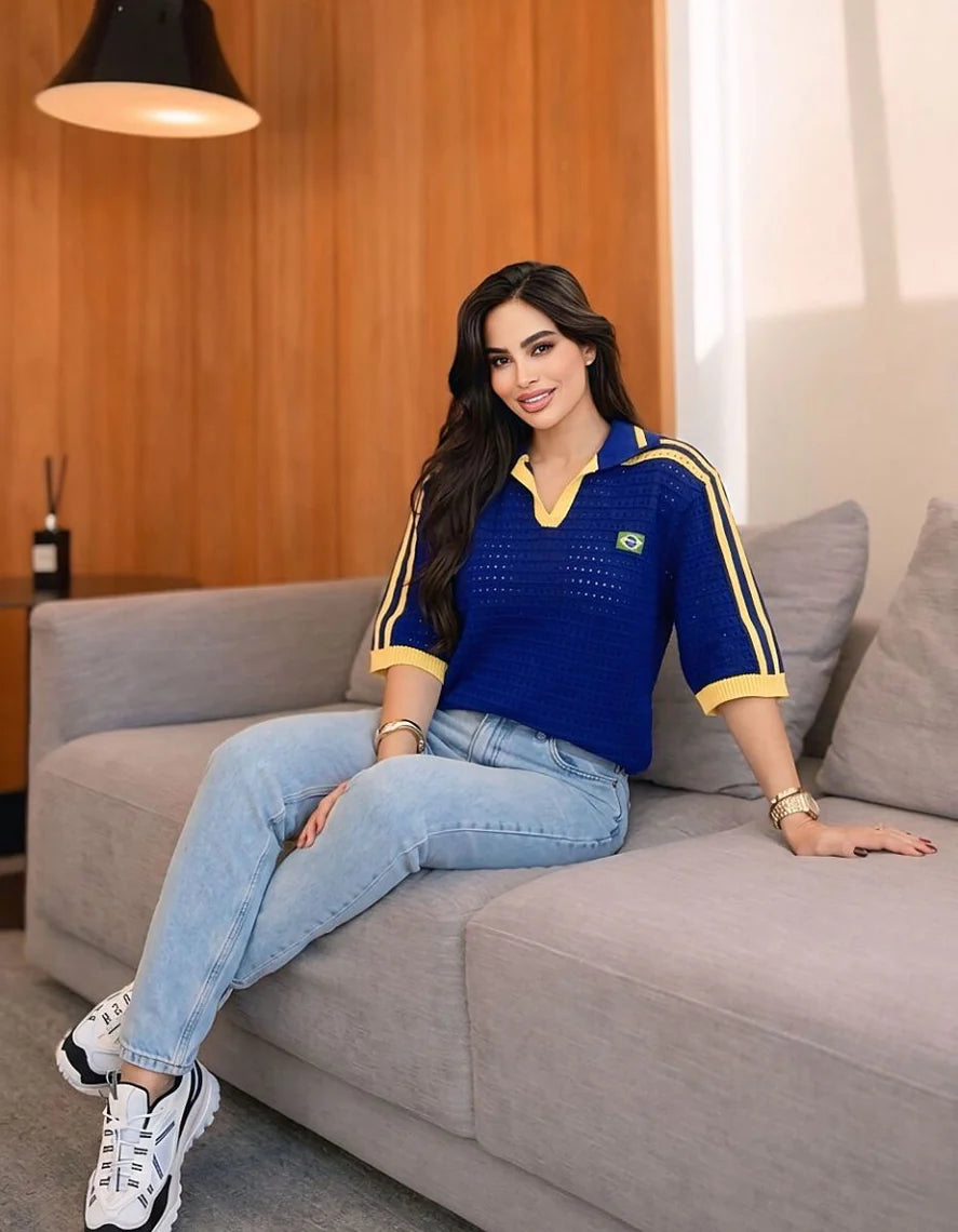 Blusa Polo Brasil Azul