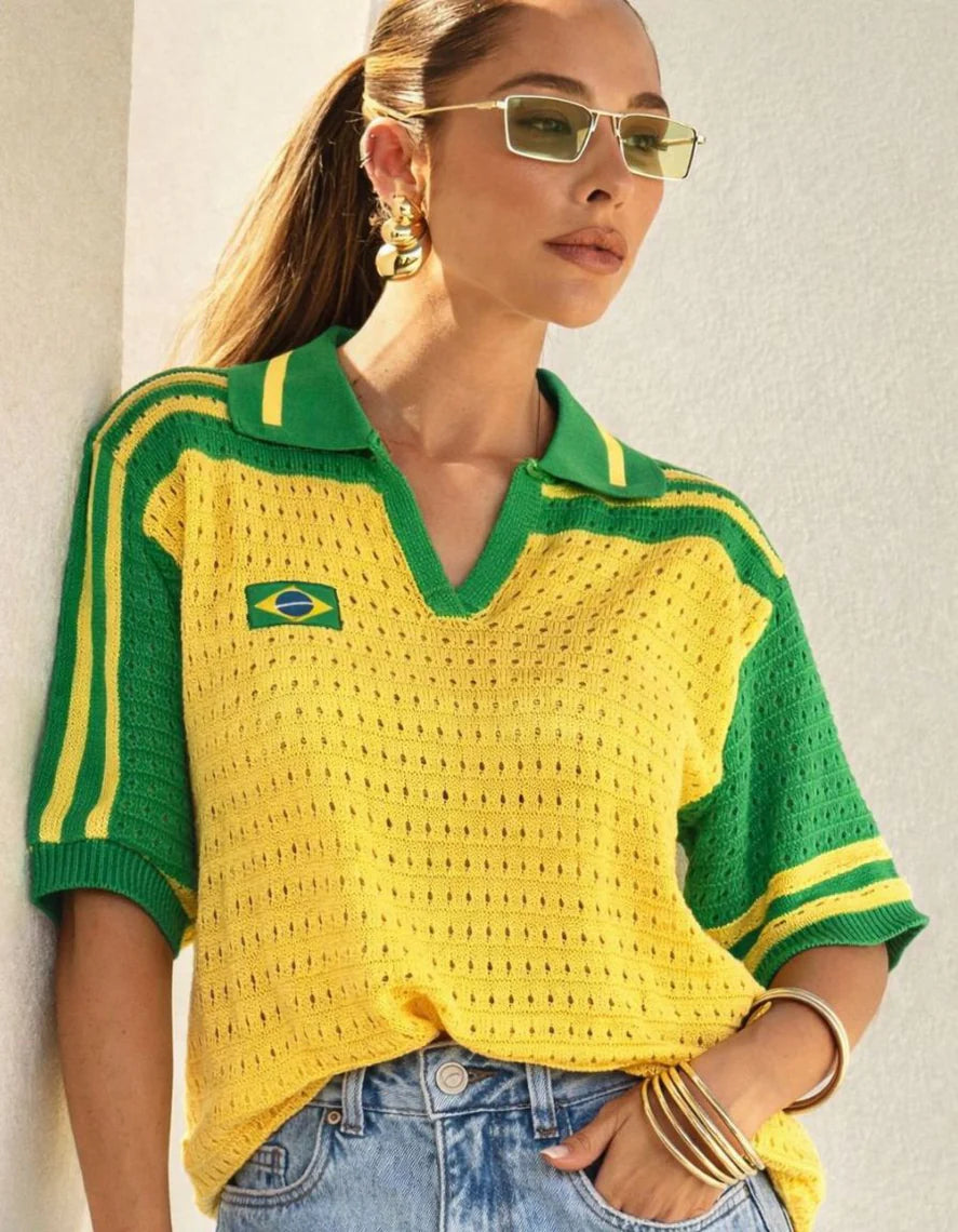 Blusa Polo Brasil Amarelo