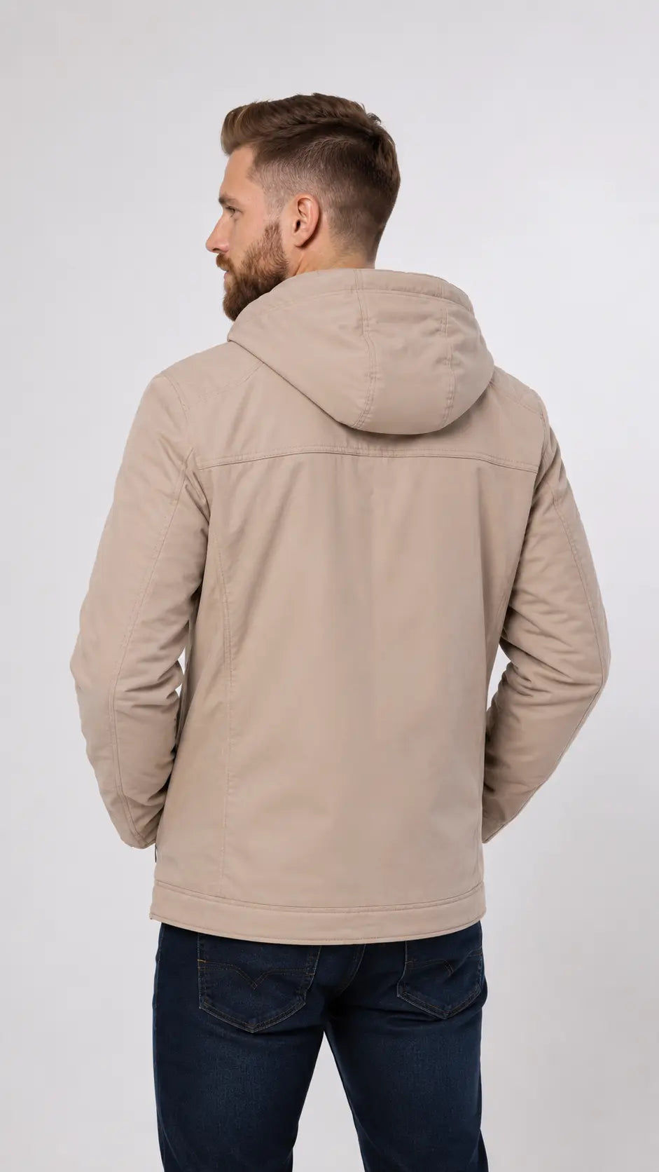 Jaqueta Masculina Sarja Forrada Peluciada Capuz Removível