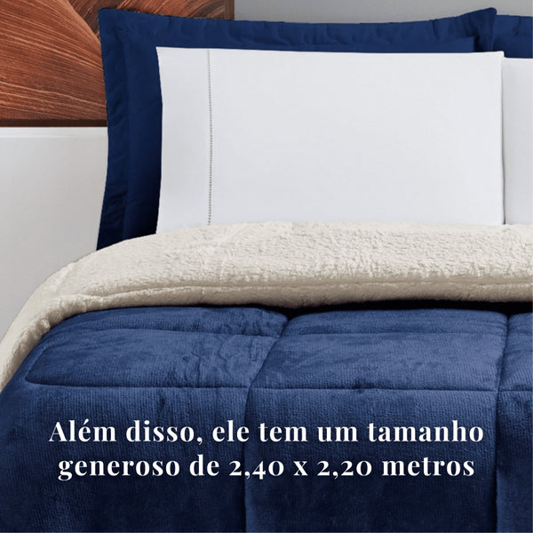 Cobertor Casal Queen Manta Cobertas Com Sherpa Macio Grosso Varias Cores Coberdrom 2,40 x 2,20 Metros