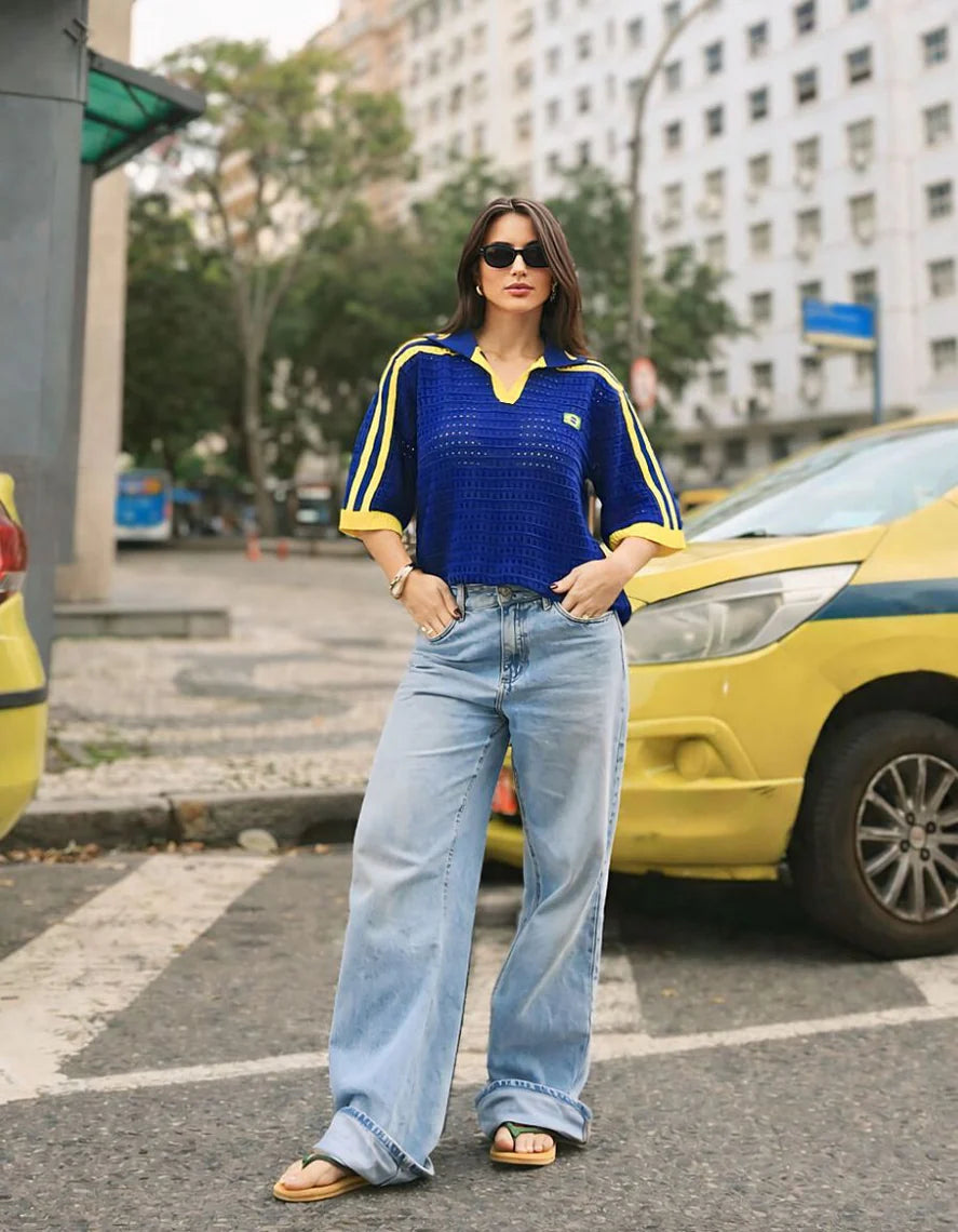 Blusa Polo Brasil Azul